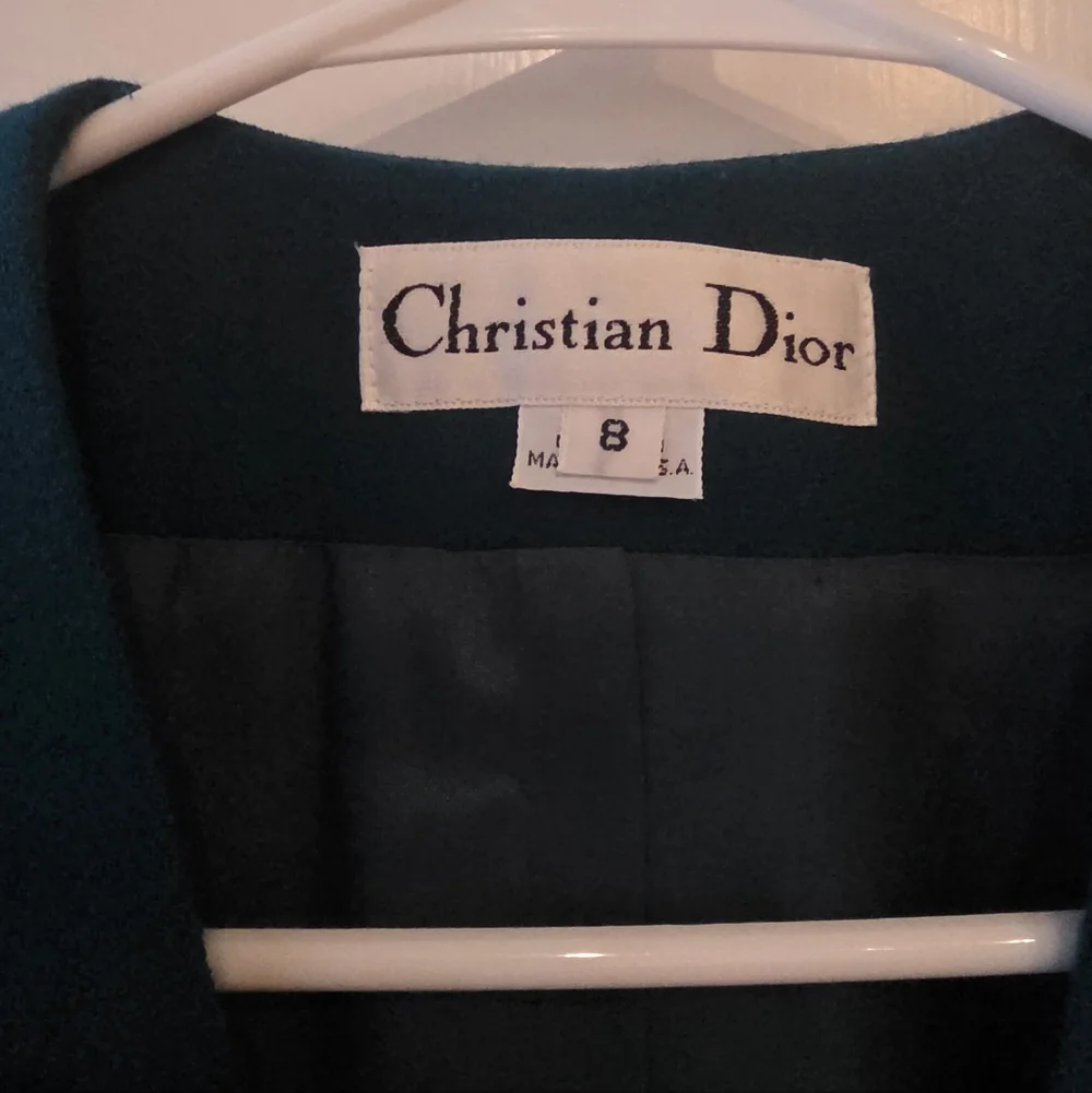 Vintage Teal Christian Dior Skirt Suit Set Size 8.